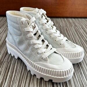 NEW DOLCE VITA Ociana & Silver Shimmer High-Top Lug Sole Sneakers